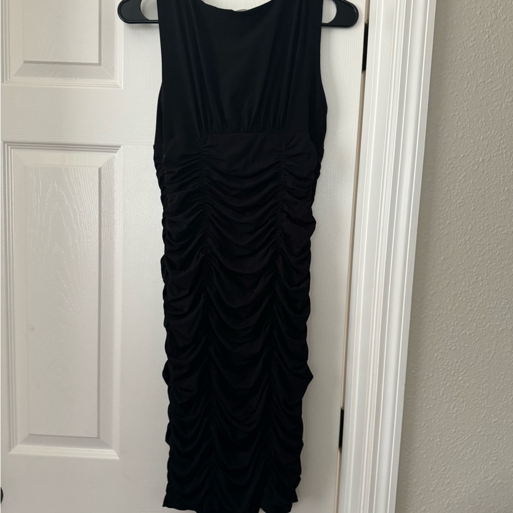Calvin Klein Black Ruched Midi Dress